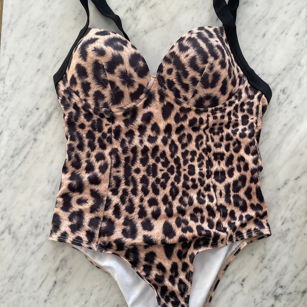 Leopard Print One Piece Swimsuit